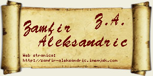 Zamfir Aleksandrić vizit kartica